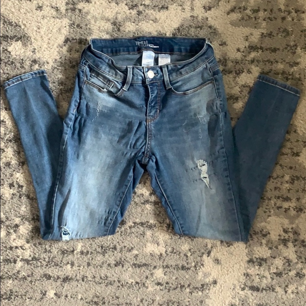 Time and Tru Size 8 Super Skinny Distressed Jeans